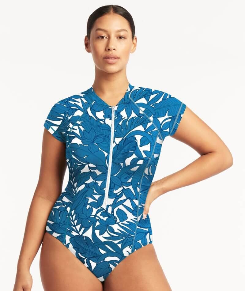 Sea Level Retreat Short Sleeved A-DD Cup One Piece Swimsuit - Lagoon Swim 