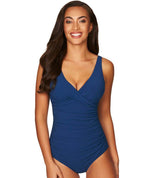 Sea Level Riviera Rib Cross Front A-DD Cup One Piece Swimsuit - Ocean Blue Swim 