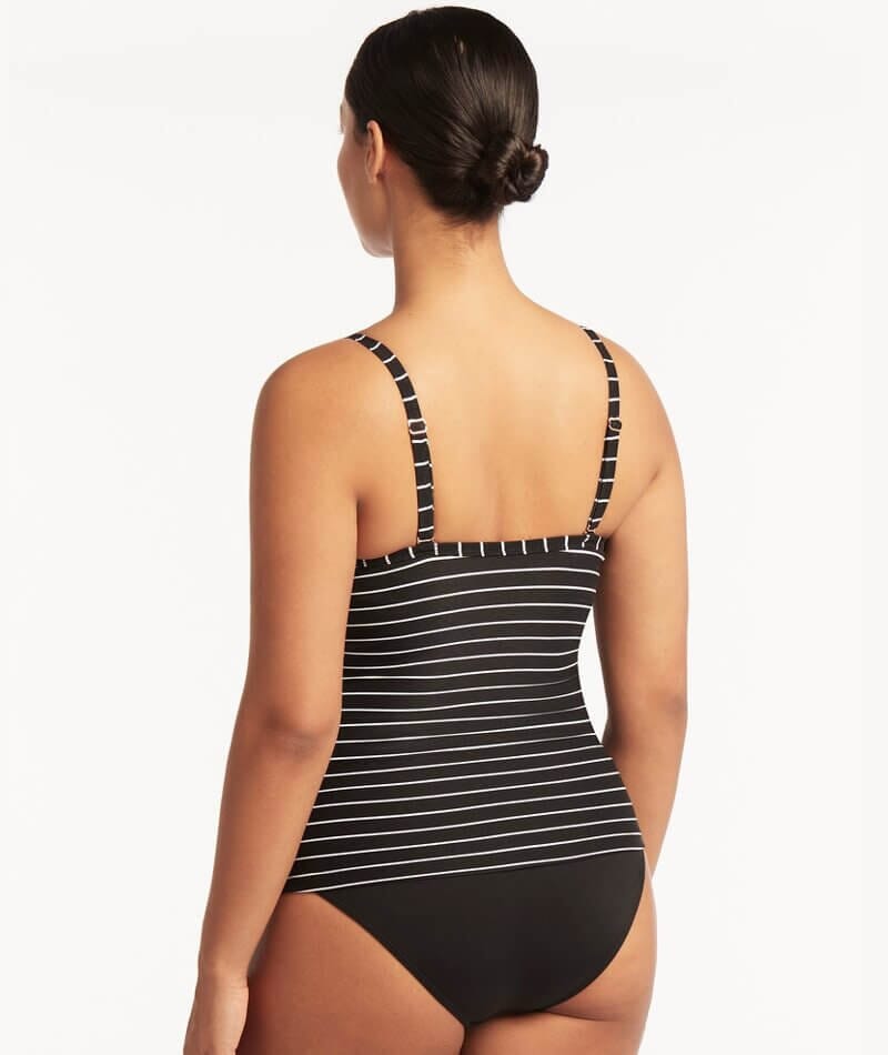 Sea Level Shorline Twist Front DD-E Cup Singlet Top - Black Swim 