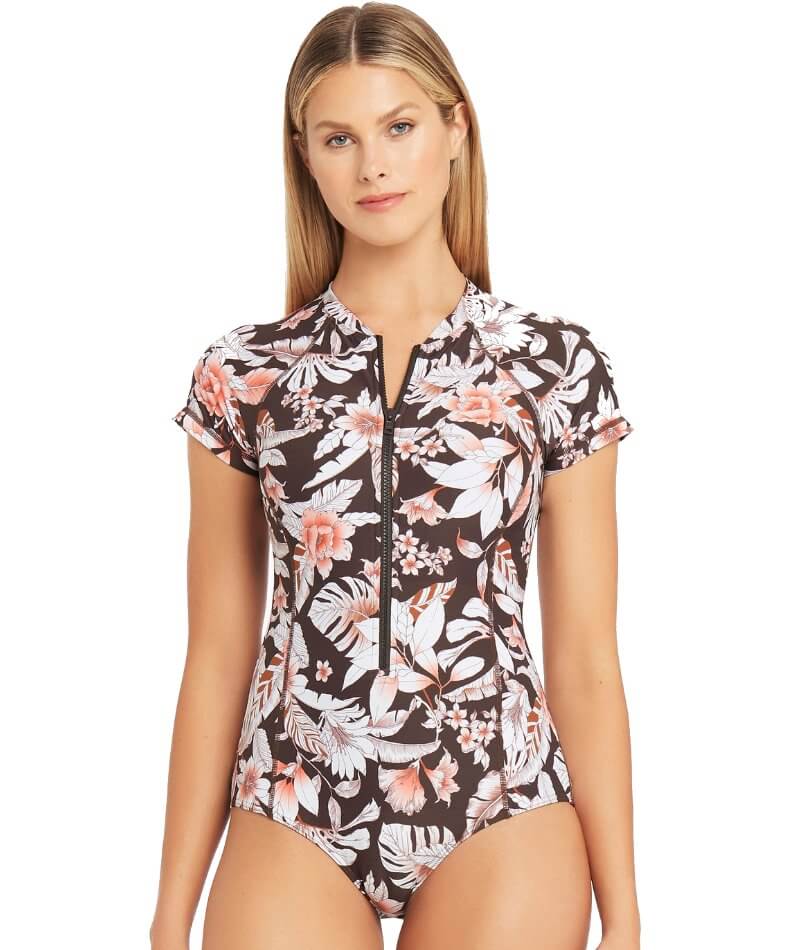 Sea Level Tamarin Short Sleeve B-DD Cup One Piece Swimsuit - Seppia Swim 