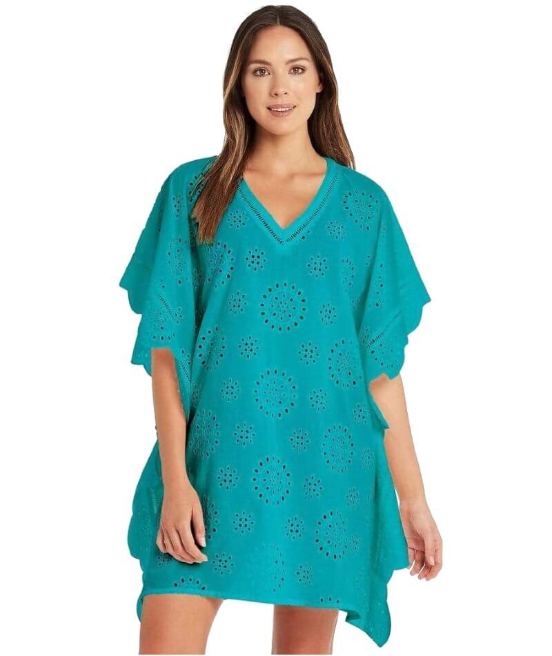 Sea Level Vacation Embroidery Kaftan - Seafoam Swim XS Seafoam 