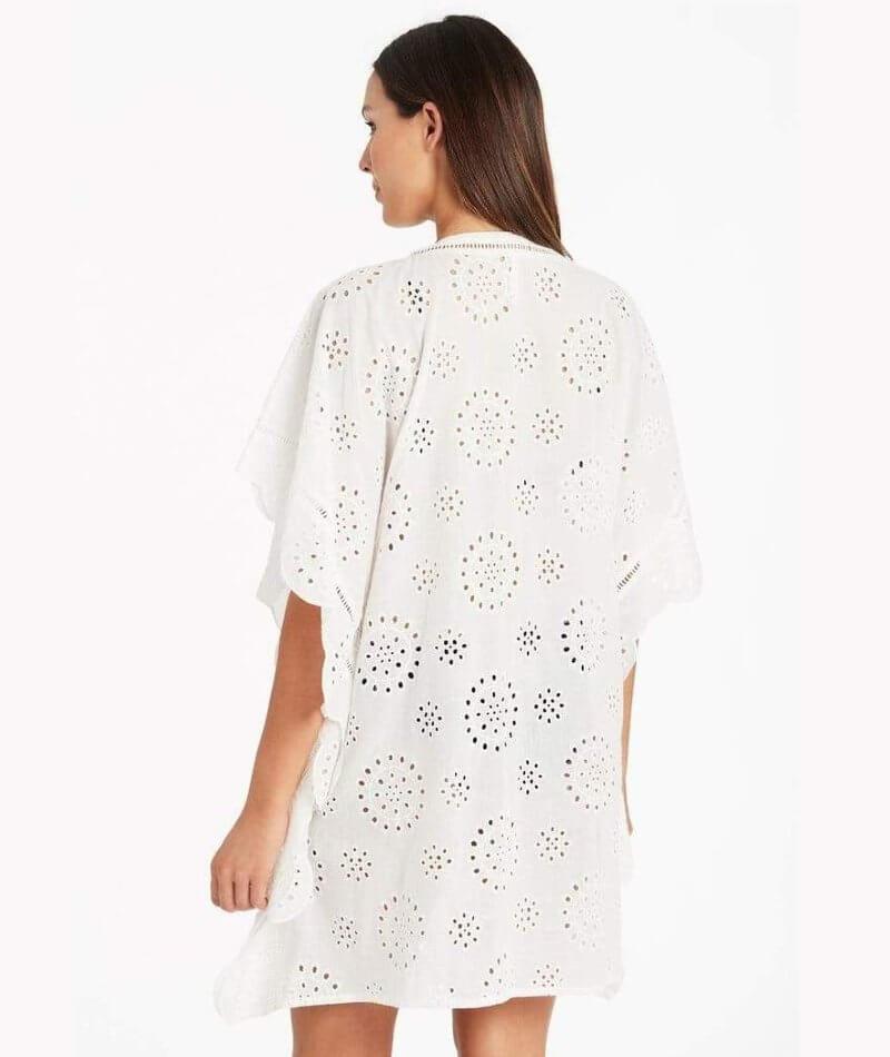 Sea Level Vacation Embroidery Kaftan - White Swim 