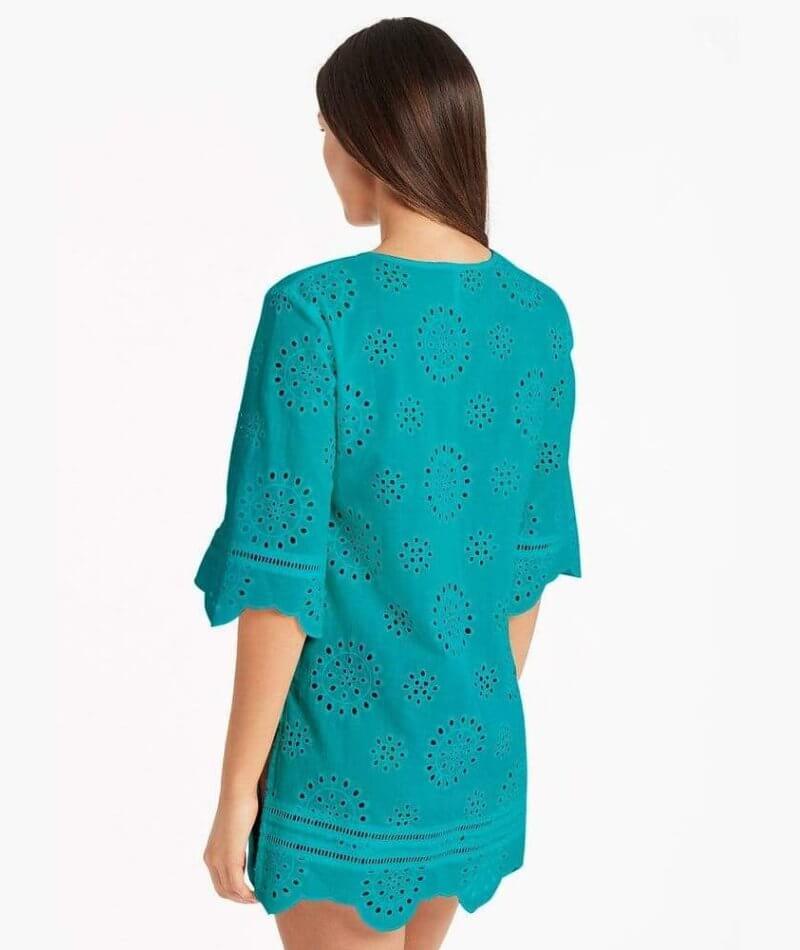 Sea Level Vacation Embroidery Saltcake Tunic- Seafoam Swim 