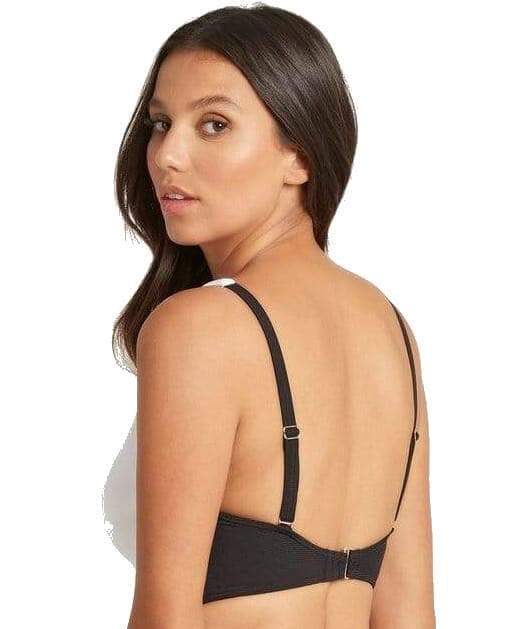 Sea Level Valentina Cross Front B-DD Cup Bikini Top - Black Swim 