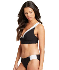 Sea Level Valentina Long Line Tri Bikini Top - Black Swim 