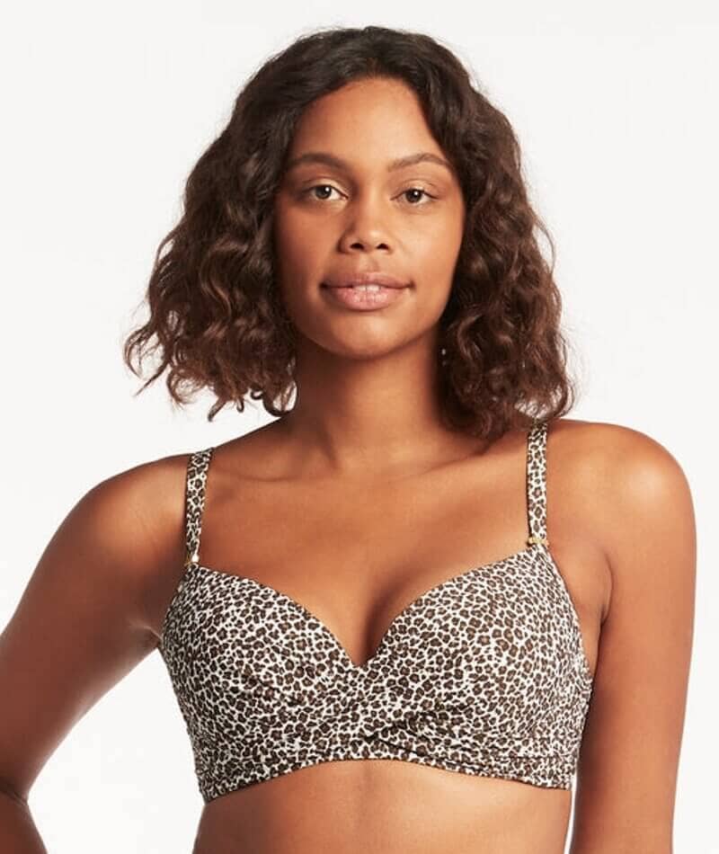 Sea Level Wild Cat Cross Front Bikini Top - Espresso Swim 