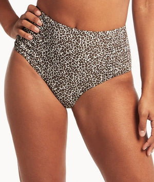 Sea Level Wild Cat High Waist Gathered Side Brief - Espresso Swim 