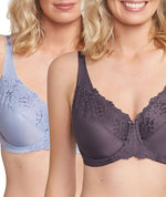 Triumph Embroidered Minimiser Bra 2 Pack - Ink Grey/Silver Shadow Bras 