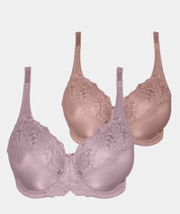 Triumph Embroidered Minimiser Bra 2-Pack - Lilac/Chocolate Mousse Bras 