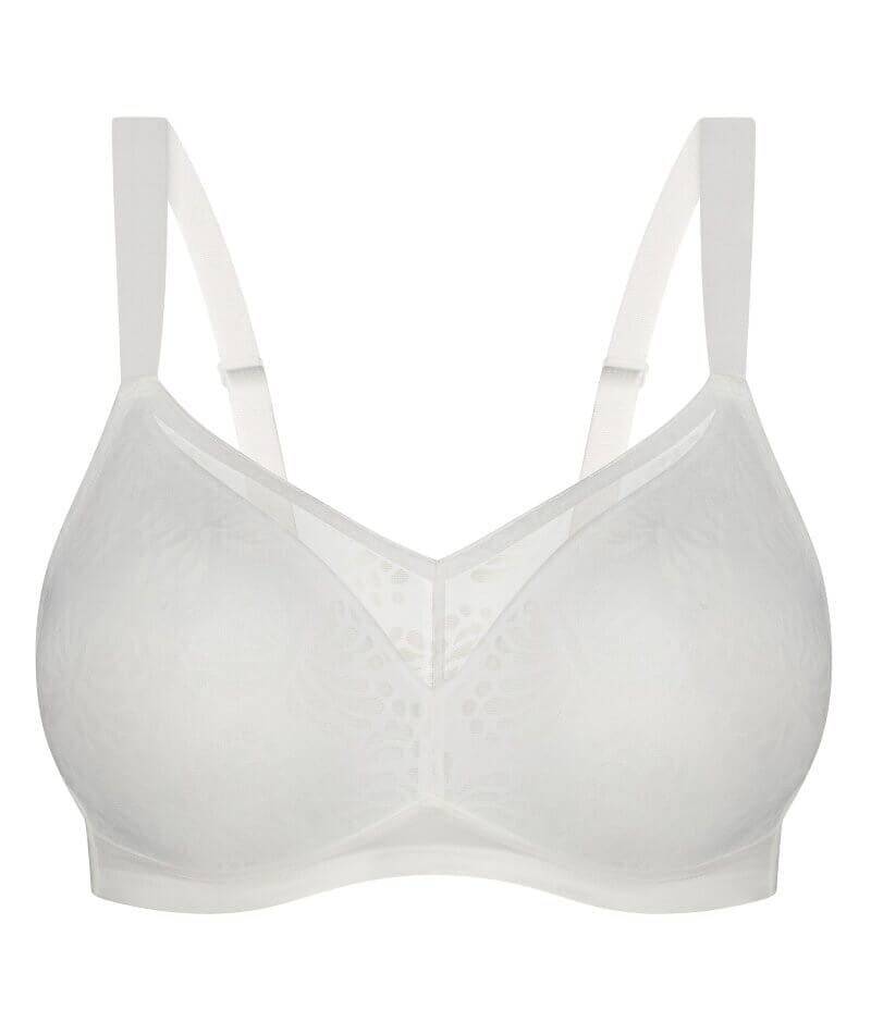 Breezies Lace Effects Full Coverage Seamless Wirefree Bra White