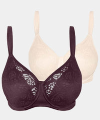 Triumph Lacy Minimizer 2-Pack Bra - Cream/Brown Bras 