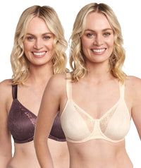 Triumph Lacy Minimizer 2 Pack Bra - Cream/Brown Bras 