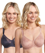 Triumph Lacy Minimizer 2 Pack Bra - Tea Rose/Dark Grey Bras 