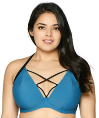 Curvy Kate Rock The Pool Halterneck Bikini Top - Petrol Blue Swim 