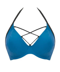 Curvy Kate Rock The Pool Halterneck Bikini Top - Petrol Blue Swim 